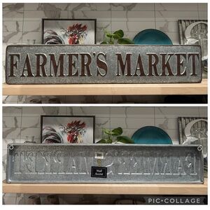 New! Large Distressed Metal “Farmer's Market” Wall Sign